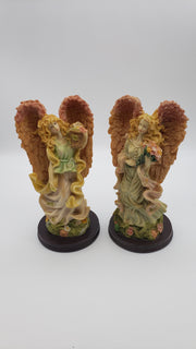 Set of 2 8in Resin Garden Angel Figurines