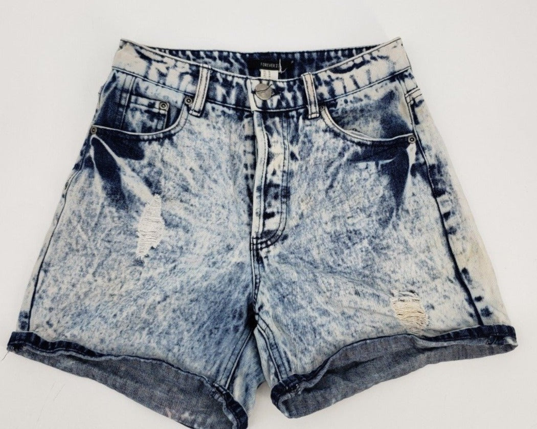 Forever 21 Denim Distressed Shorts, Size 26