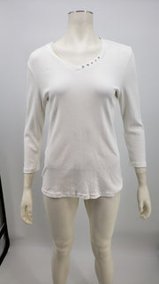 Karen Scott Long Sleeve Embellished Blouse , Size Medium