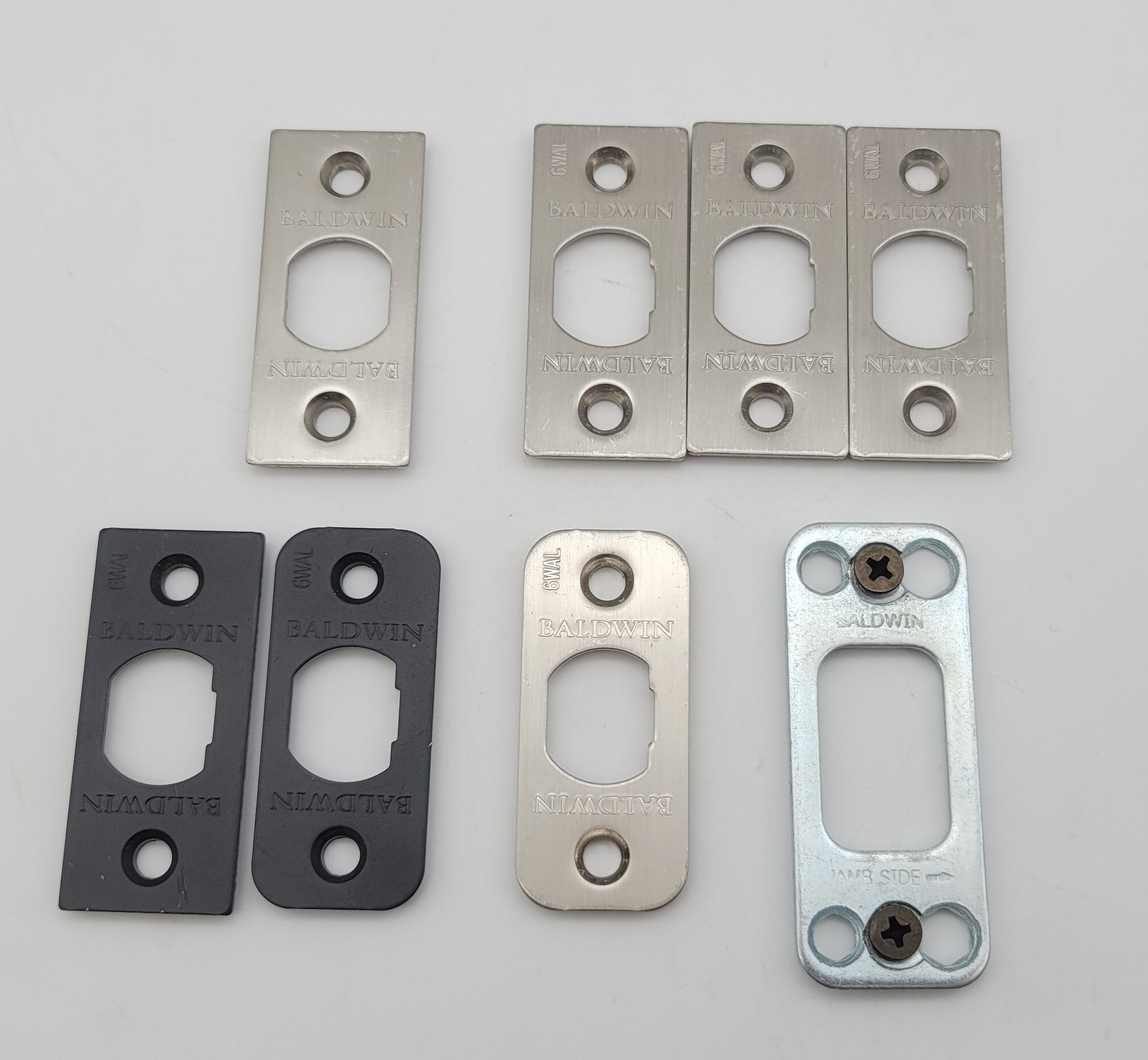 Lot of 8 Baldwin Hardware Strike Plates for Spring and Dead Latch
