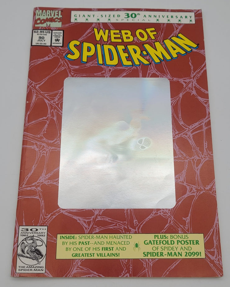 Web of Spider Man Comic No. 90, Jul 30th Anniversary Silver Holo and Poster