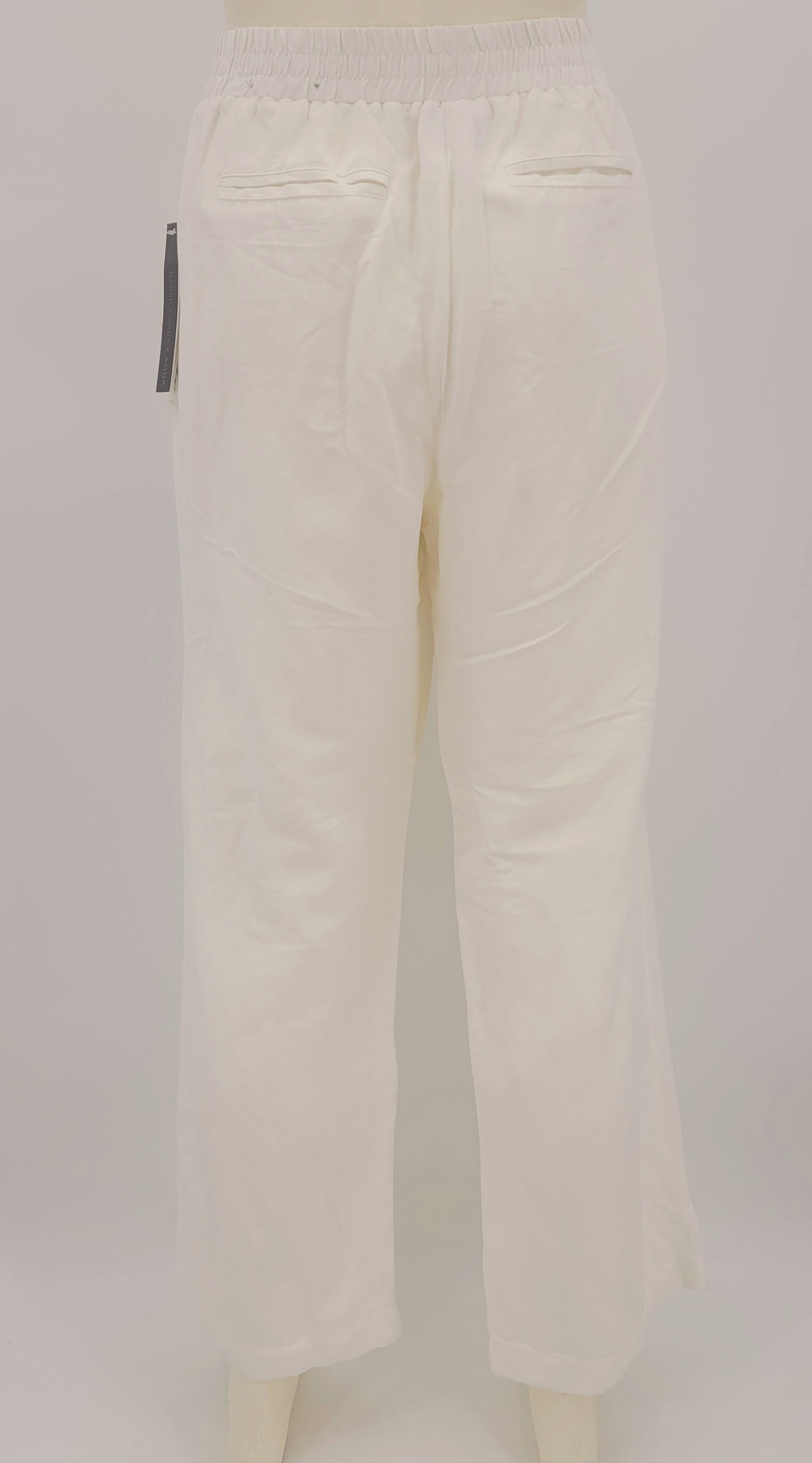 JM Collection Cotton Waistband Linen Blend Casual Pants Bright White, Medium