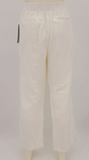 JM Collection Cotton Waistband Linen Blend Casual Pants Bright White, Medium