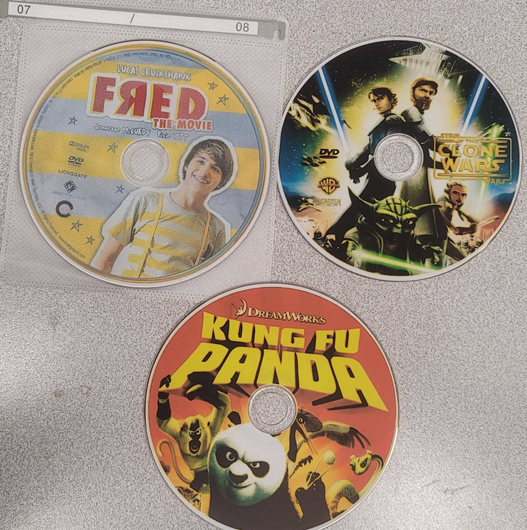 Family DVD Movie Triple Play: Kung Fu Panda, Fred, Star Wars Clone Wars