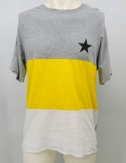 Ideology Mens T-Shirt Grey Yellow  Size L Crewneck Tee