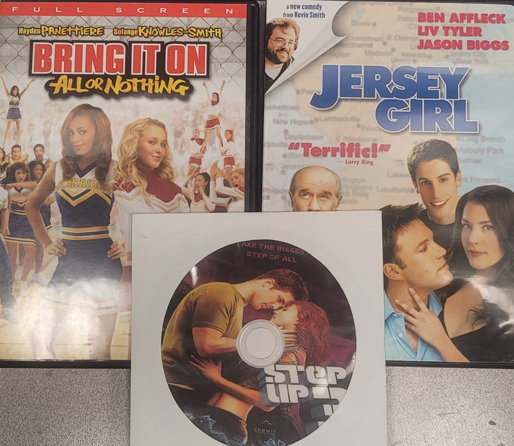 RomCon DVD Movie Triple Play: Bring it on, Step up 3, Jersey Girl