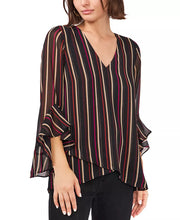 Vince Camuto Striped Flutter-Sleeve Top, Size Small