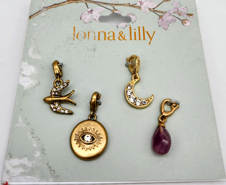 Lonna & Lilly Gold-Tone 4-PC. Set Pave and Stone Evil Eye Charms