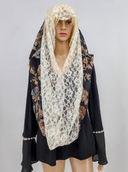 Womens Stylish Lace Floral Print Infinity Hobo Scarf
