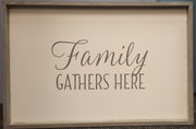 Quill to Paper Family Gathers Here Framed Wall Art, 24x36