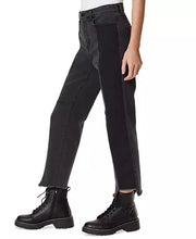 Frayed Denim High Rise Straight Leg Jeans, Size 28