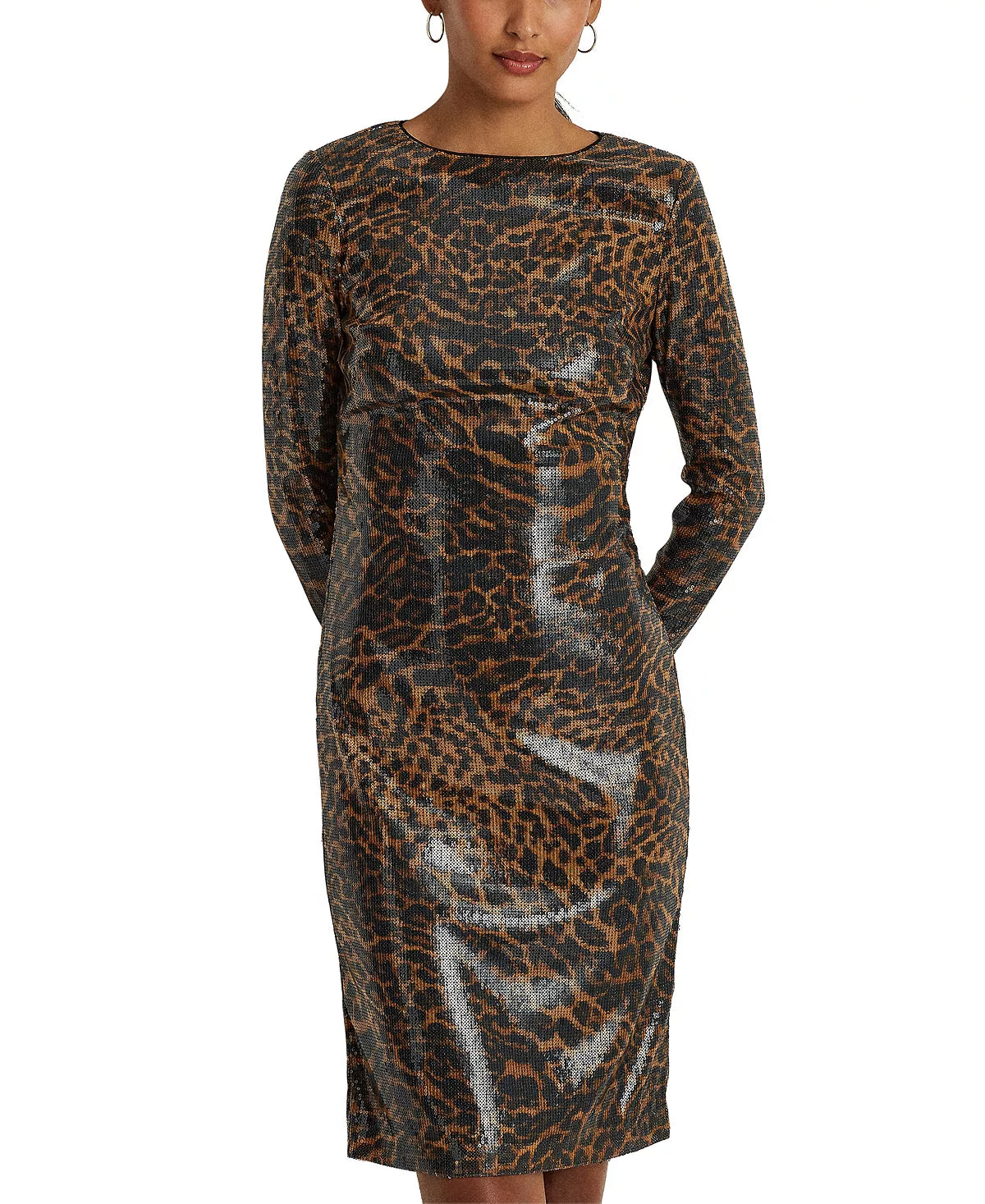 Lauren Ralph Lauren Ocelot-Print Sequined Cocktail Dress