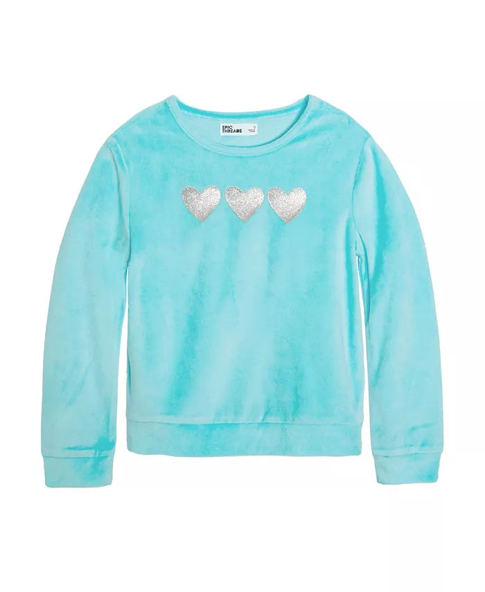 EPIC THREADS Toddler Girls Heart Graphic Velour Top, Size 4T/4