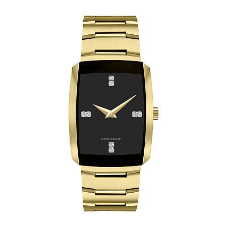 American Exchange Mens 1 / 10 Ct. Diamond Accent Gold-Tone Stainless Steel