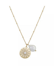 Unwritten14K Gold Flash-Plated Imitation Pearl and Crystal Coin Pendant Necklace