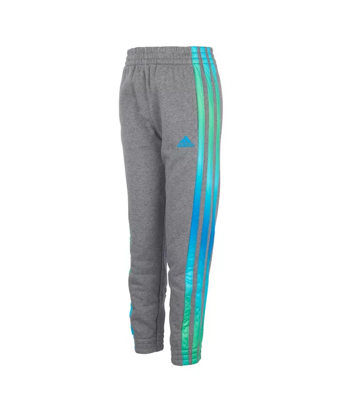 Adidas Kids Print Bold 3-Stripes Joggers in Charcoal Grey
