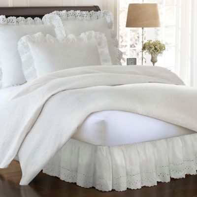 Smootheweave Ruffled Eyelet 14-Inch Drop Length Twin Bed Skirt in Ivory, SZ Twin