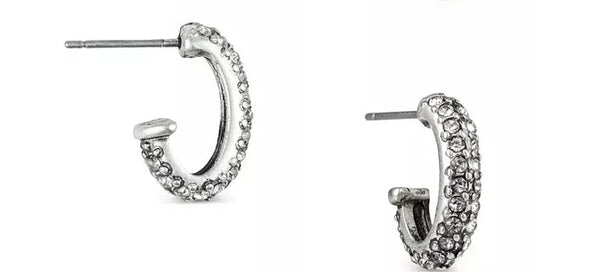 Patricia Nash Silver-Tone Pave Hoop Earrings