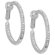 And Now This Cubic Zirconia Medium in & Out Clip-on Hoop Earrings in Silver-Plat