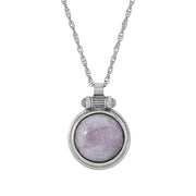 1928 28 Inch Silver Tone Amethyst Round Pendant Necklace
