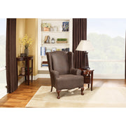 Sure Fit Stretch Leather Wing Chair Slipcover Brown