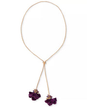 Inc Gold-Tone Color Bead and Flower 40In Adjustable Lariat Necklace
