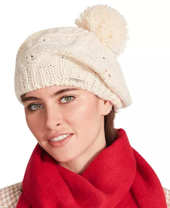 Steve Madden Cable-Knit Beret – Off White