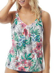 Coco Reef Floral-Print Underwire Tankini Top, Size 38C