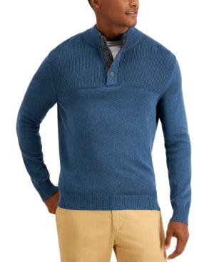 Club Room Mens Ribbed Four-Button Sweater, Size Large
