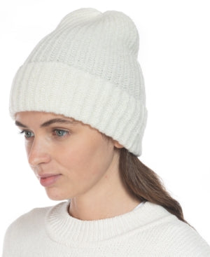 Style & Co. Womens Ribbed Knit Glitter Beanie Hat Ivory O/S