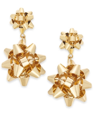 Holiday Lane Gold-Tone Bow Drop Earrings