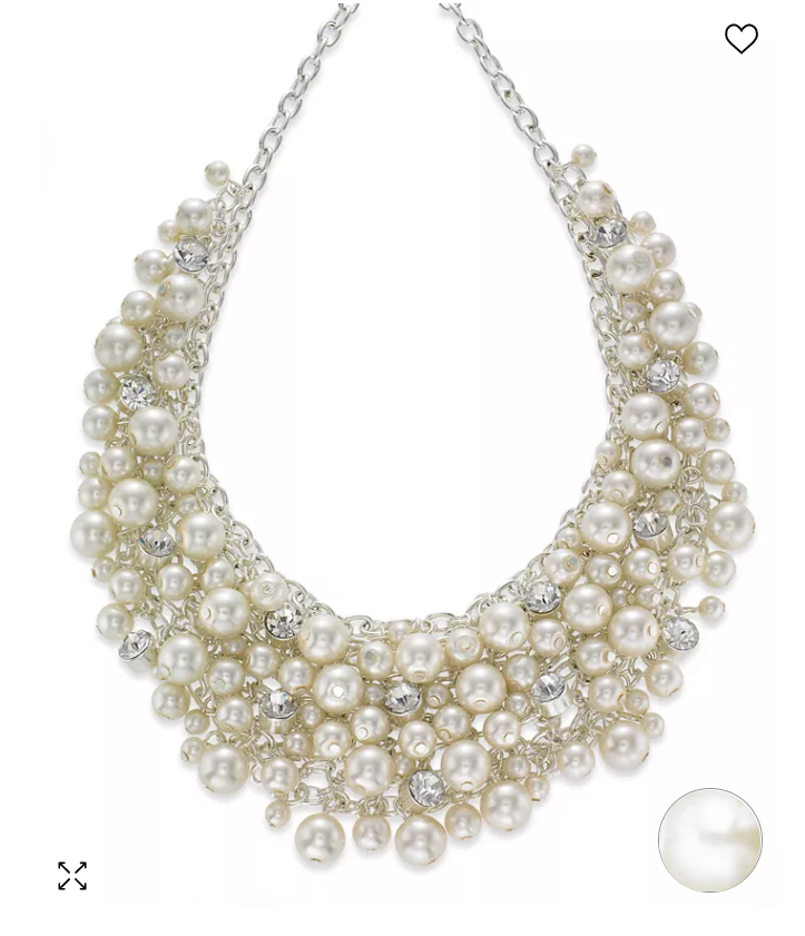 Charter Club 16 Glass Pearl Cluster Bib Necklace