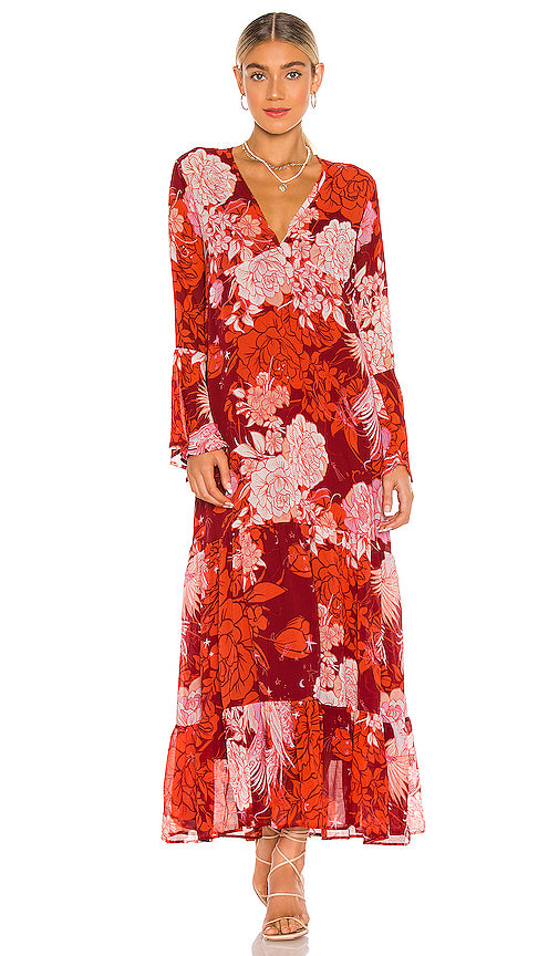 Free People Womens Moroccan Roll Floral Long Sleeve Maxi Dress, Size Small