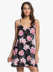 Roxy Be in Love Printed Cover-Up Dress – Anthracite Zilla Floral, Size Medium