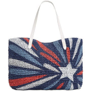 International Concepts Patriotic Tropical Star Straw Tote Blue