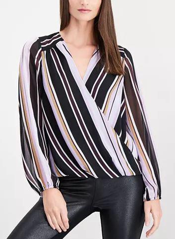 I.n.c. Petite Striped Surplice-Neck Top, Size PP