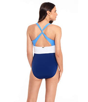 Lauren Ralph Lauren Color-Block Twist Back Halter One-Piece Swimsuit, Us 12