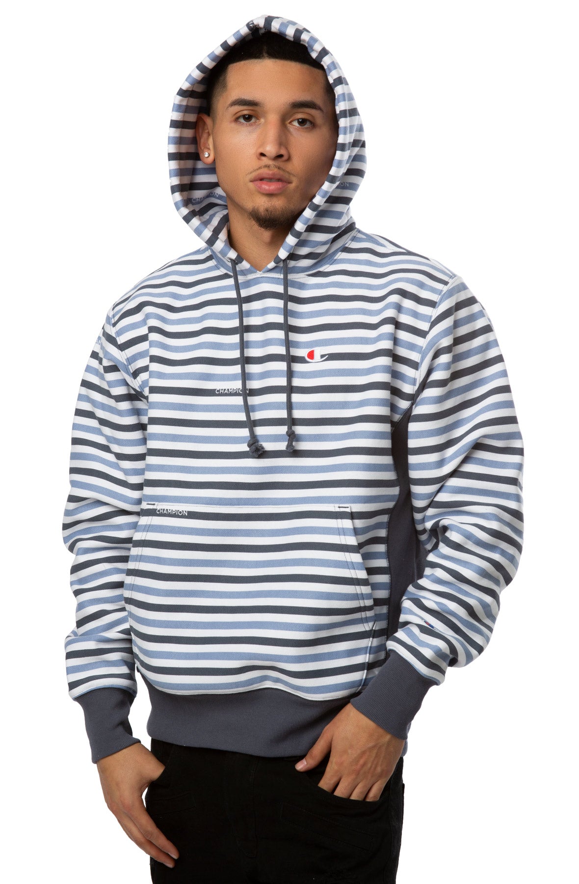 Champion Mens Striped Long Sleeve Fleece Hoodie – Vanessa Jane