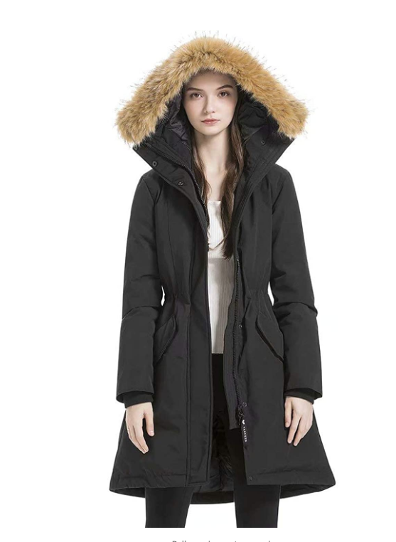 Valuker Womens Waterproof Thickened Down Parka Coat with Royal Fur, Size Small