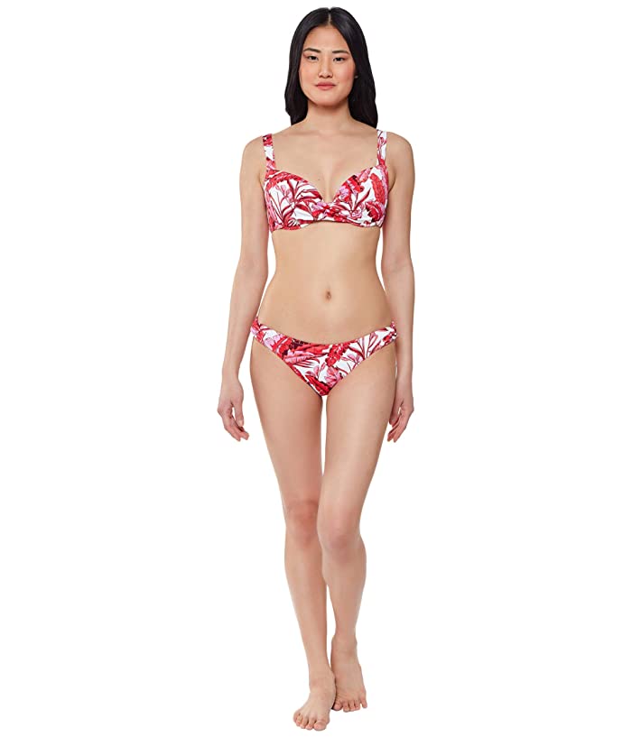 Jessica Simpson Printed Paradiso Palm Twist-Front Bikini Top, Size Small/D