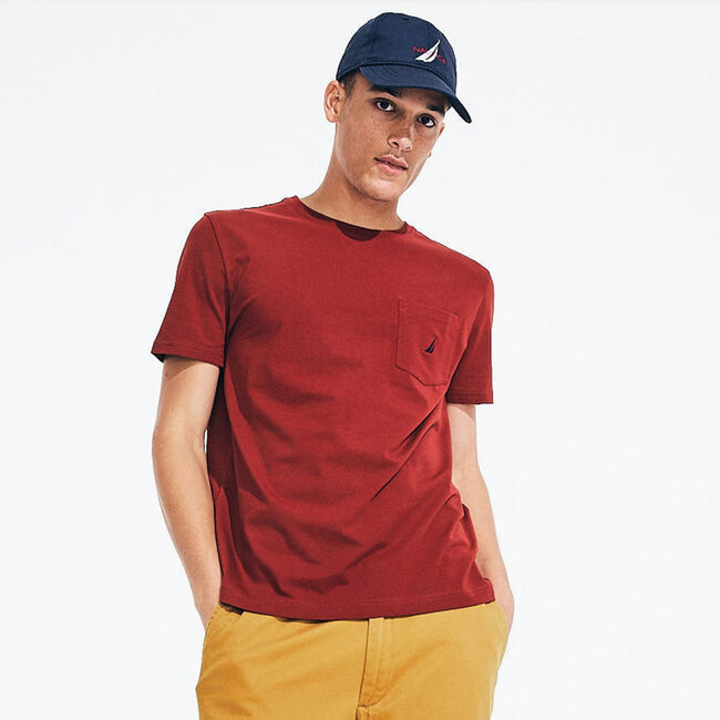 Nautica Mens Solid Crew Neck Short-Sleeve Pocket