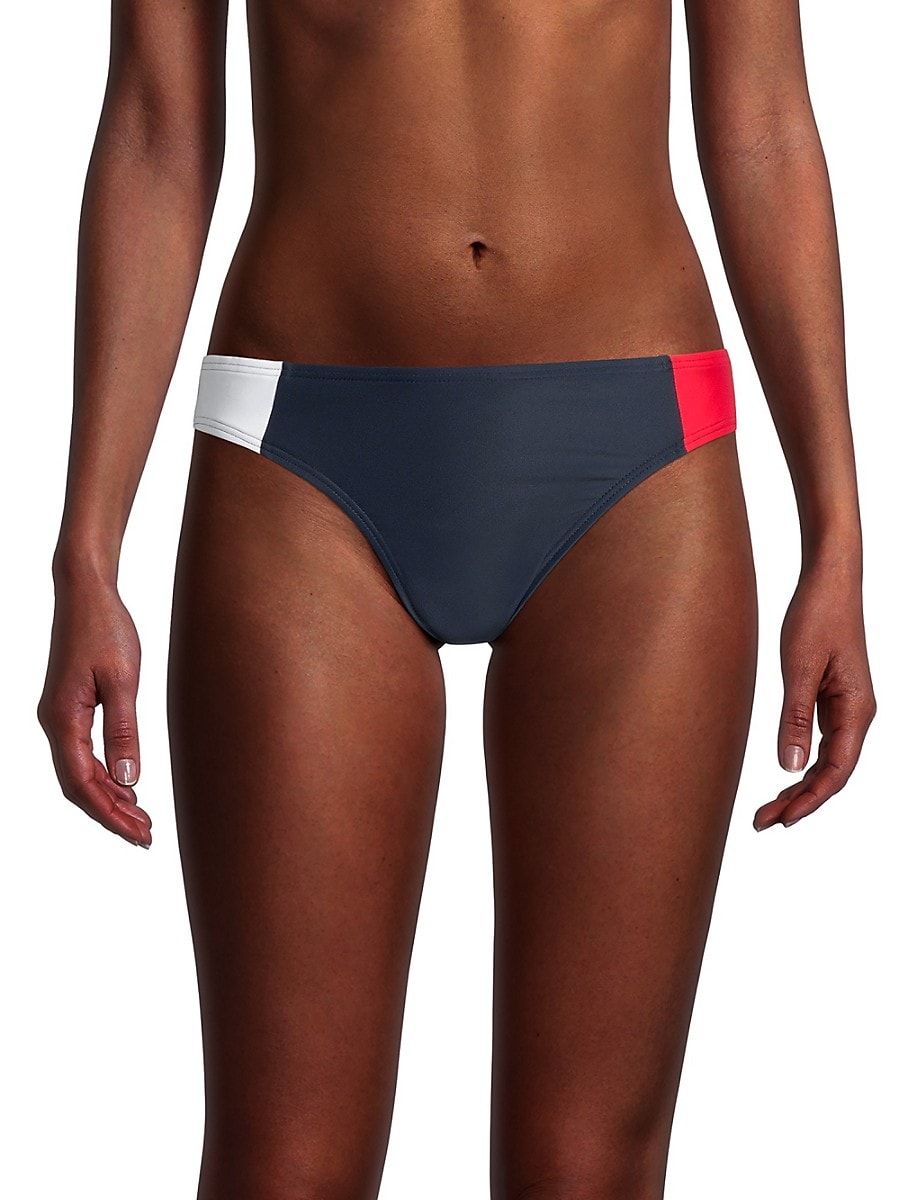 Tommy Hilfiger Womens Skinny Colorblock Bikini Bottom – Sky Captain