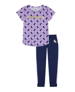 Max & Olivia Big Girls Two Piece Unicorn Long Leg Pajama Set