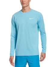 Nike Mens Heather Long Sleeve Hydroguard Swim Top Blue, Small