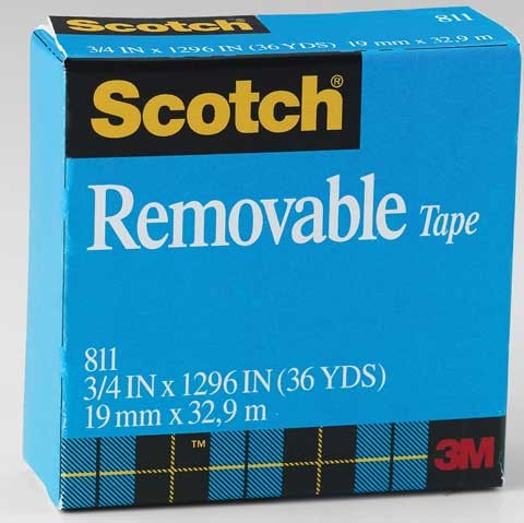Scotch 3M -811 Removable Magic Tape, 1 X 72 Yds.