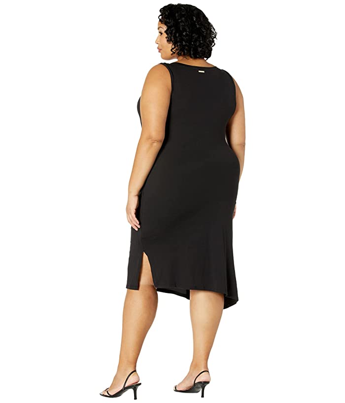 Michael Michael Kors Crewneck Drape Asymmetric Dress in Black, Size 3X