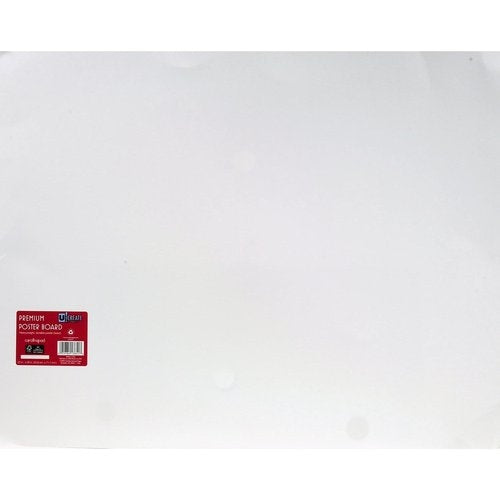 U-Create Premium Poster Board, 22in x 28in, 18pt, White, 25 Sheets