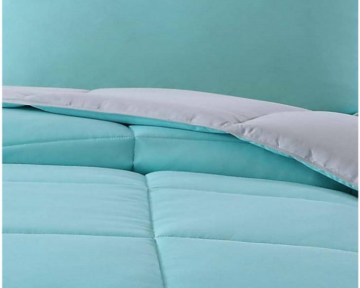 My World Anytime 3-Piece Turquoise and Grey Queen Comforter Set
