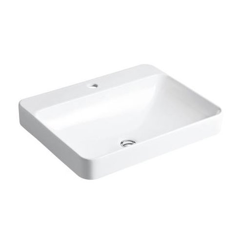 Kohler K-2660-1-0 Vitreous China Above Counter Rectangular Bathroom Sink, 25.512