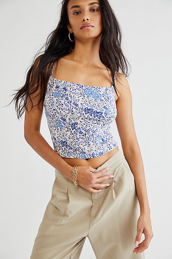 Free People Back on Track Printed Cropped Cami Top